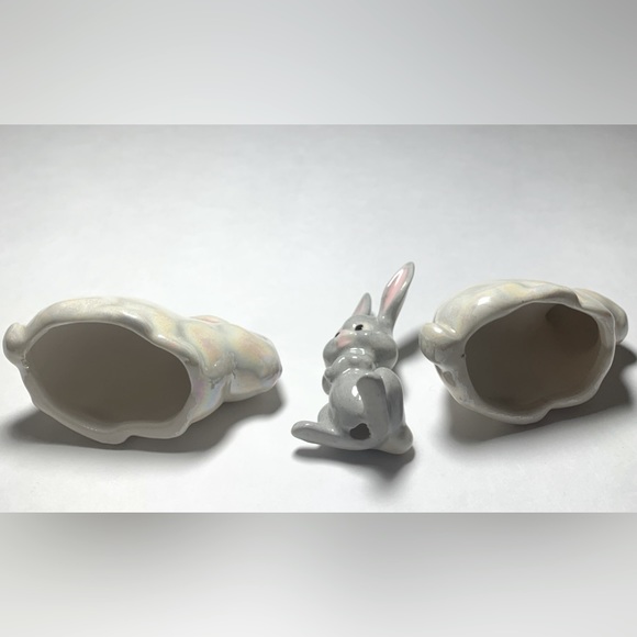 Bunny Decorations |Set Of 3 | Glossy Chrome Ceramic Bunnies + Glossy Gray Bunny - Picture 5 of 9